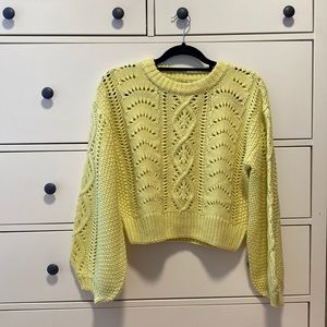 Small cropped balloon arm canary yellow sweater